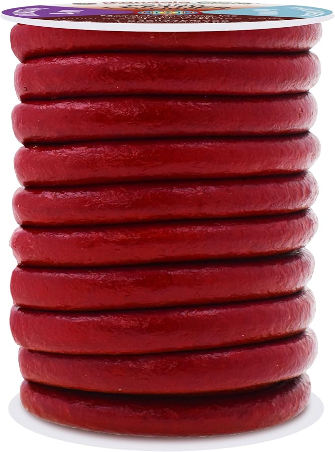 Mandala Crafts Round Genuine Burgundy Leather Cord for Jewelry Making – 6mm Cowhide Leather Rope String Lace for Kumihimo – 4.4 Yards Cowhide Craft Cording Spool
