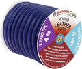 Mandala Crafts Round Genuine Navy Blue Leather Cord for Jewelry Making – 6mm Cowhide Leather Rope String Lace for Kumihimo – 4.4 Yards Cowhide Craft Cording Spool