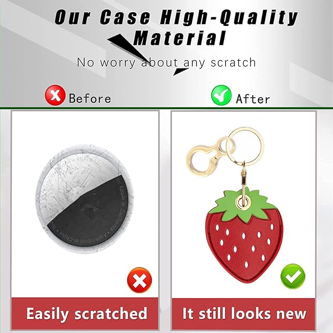 Leather Keychain Holder Case Compatible with AirTag,Cute air tag Cover with Keychain Ring,GPS Tracker Case for Keys