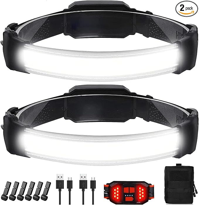 Headlamp Rechargeable,Ultra Bright Upgrade 1500 Lumens 6 Modes Head Lamp Led Rechargeable with Taillight(Individual Control),230°Wide Beam Waterproof Headlamps for Adults Outdoor Camping Running
