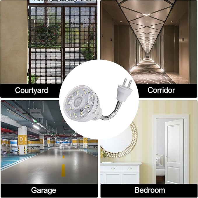 Plug in Motion Sensor Night Light Indoor, PIR Infrared Motion-Activated LED Night Light for AC Outlet,Dusk to Dawn Sensor Smartlight,360° Directional Rotating for Garage Stairway, 5W White, 2 PCS