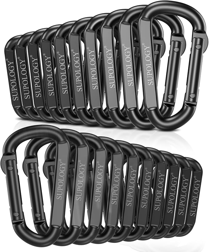 Carabiner Clips, 900 LBS 2.5" Iron Heavy Duty Caribeaners for Hammocks, Camping Accessories, Hiking and Gym, D Shaped Spring Hook Small Carabiners for Dog Leash, Key Ring