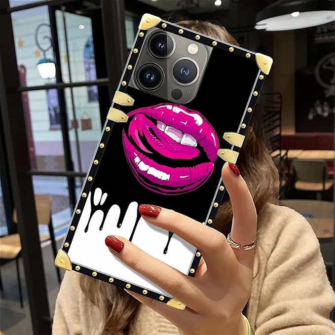 Compatible with iPhone 12 Pro Max Case, Black White Red Slap Sexy Luxury Golden Decoration for Girl Women Soft TPU Shockproof Protective Hard PC Back for iPhone 12 Pro Max