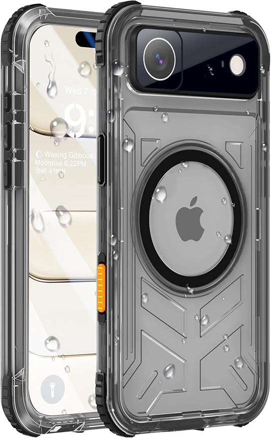 for iPhone Air Waterproof Case with Magsafe, Built-in [Camera & Screen Protector] [Lanyard], IP68 Water Proof Full Body Dustproof Heavy Duty Frosted Protective Phone Cover, 6.7" Black