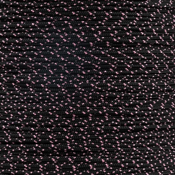Paracord Planet 325 Paracord – 3 mm Type II Nylon Parachute Cord with 3 Inner Strands (Little Black Pink, 250ft)