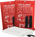 Ougist 2 Pack Emergency Fire Blanket for Home and Kitchen, 40"x40" Fire Blankets for Safety, Fiberglass Flame Suppression for Grill, RV & Camping, Peace of Mind for Your Family