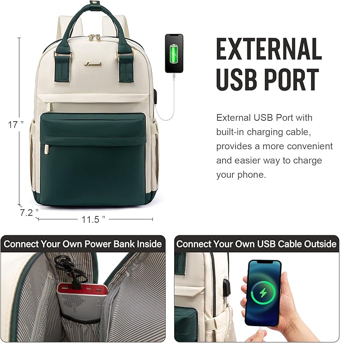 LOVEVOOK Laptop Backpack for Women 15.6 Inch Laptop Bag with USB Port, Fashion Waterproof Backpacks Teacher Nurse Stylish Travel Bags Vintage Daypacks for College Work