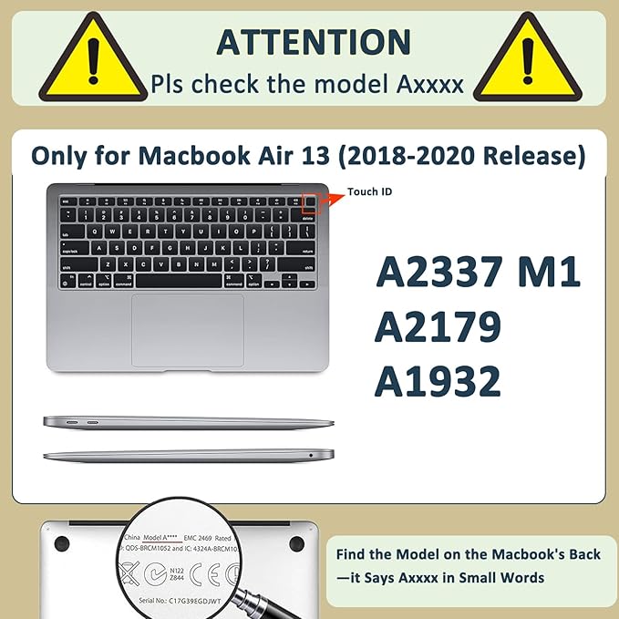 Printed Case for MacBook Air M1 13 inch 2020 2019 2018 Release (Model A2337 A2179 A1932),Aesthetic Hard Shell Case Cover & Keyboard Cover for Laptop Air 13.3",World Map