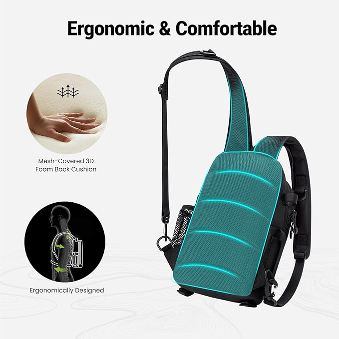 Piscifun Fishing Backpack with Rod Holder, Lightweight Sling Bag Storge Gear and Equipment