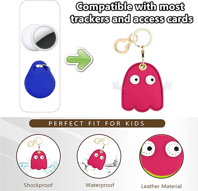 Leather Keychain Holder Case Compatible with AirTag,Cute air tag Cover with Keychain Ring,GPS Tracker Case for Keys
