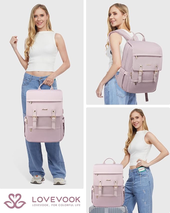 LOVEVOOK Travel Laptop Backpack Purse for Women Fashion Vintage Computer Backpack 15.6 Inch Large Teacher Nurse Backpack Casual Daypack for Business Work College