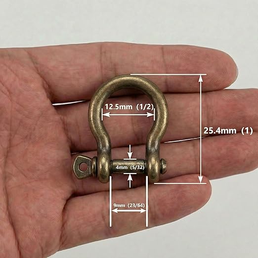Antique Brass 5/32" Bow Shackle, 5 Pack with Tool, 1433lbs D-Ring Shackle Clasp, Small Stainless Style Anchor Shackle for Paracord Bracelet, Survival Gear