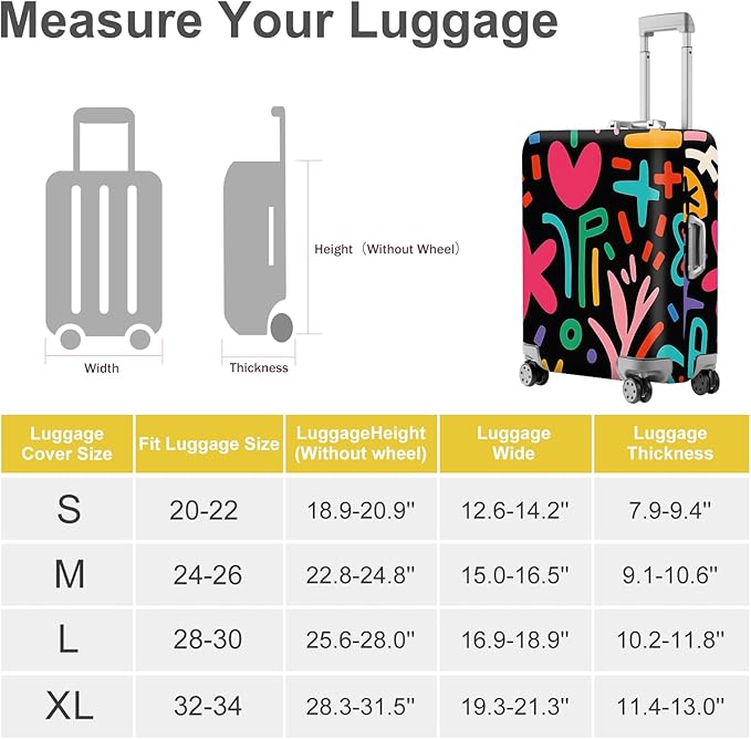 ANNA QUEEN Color Pop Abstract Luggage Cover, Modern Geometric Art Suitcase Protector, Stretchable Washable Travel Sleeve for 20-22 Inch Luggage
