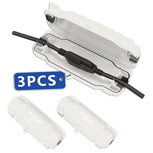 3 Pack Outdoor Extension Cord Safety Cover with Waterproof Seal IP54 Water-Resistant, Weatherproof Electrical Connection Box with 2 Latches, Plug, Socket, Holiday Decoration Light, White