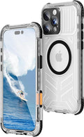 WIFORT for iPhone 16 Pro Max Waterproof Case, [IP68 Underwater] [Blue Light Filter Lens] [15FT Military Shockproof], Fit for Magsafe Full Body Magnetic Frosted Phone Case with Lanyard, 6.9" Black