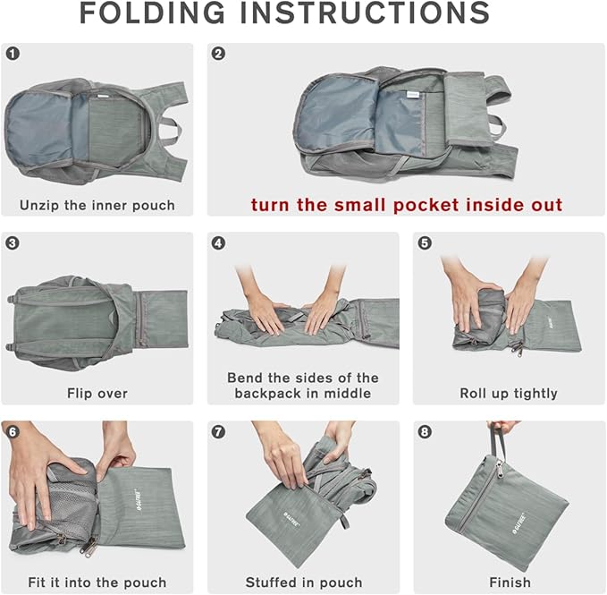 G4Free 10L Hiking Backpack Small Travel Hiking Daypack Lightweight Packable Backpack Casual Foldable Shoulder Bag