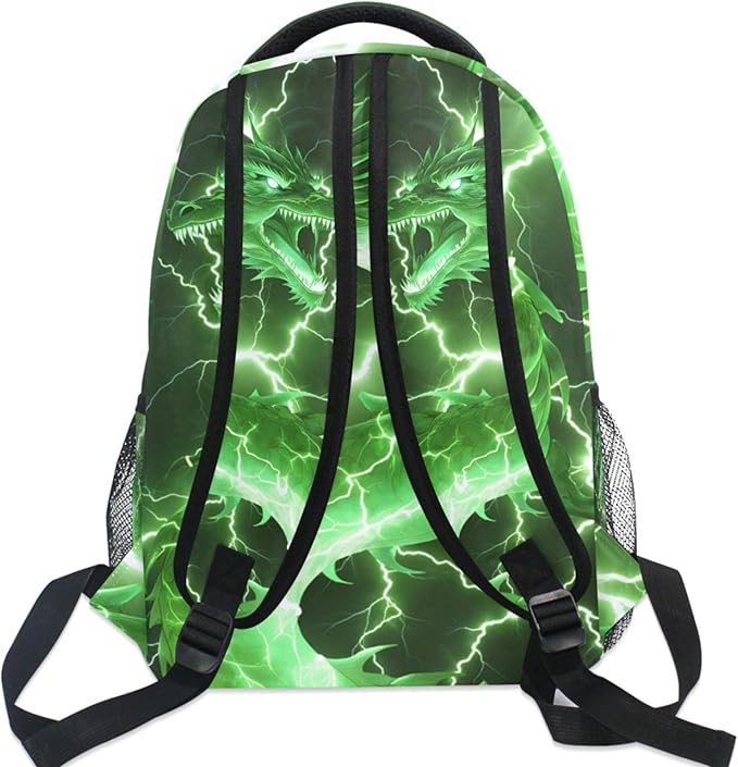 Wamika Dragon Backpack for Boys Girls Cool Green Fire Dinosaur Kids Backpacks Ages 6-14 Dino Animal Children Primary Elementary Middle School Bookbag Daypack Teens Bag 12.6 x 5.1 x 16.5 Inch