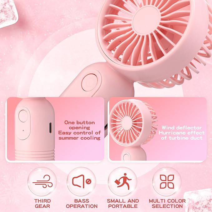 Rossesay 36 Pcs Mini Portable Fan Bulk Cute Handheld Lightweight Small Little Personal Hand Eyelash Fan 3 Speeds USB Rechargeable for Women Men Indoor Outdoor Makeup Travel (Pink)