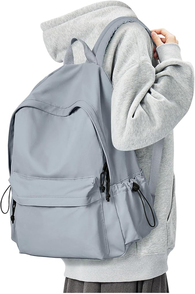 BJLFS Blue Simple School Backpack for Girls Boys, Waterproof Bookbag for Women Men, College Student School Bag, Lightweight Travel Rucksack Casual Daypack, Laptop Backpacks