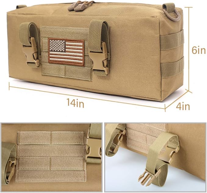WYNEX Large Molle Pouch, Tactical Molle Bag Vertical Admin Pouch, Modular Utility Pouch Increment Side Pouch for Tactical Backpack Molle Rucksack Attachment, with Shoulder Strap For Use as Sling Bag