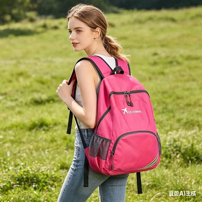 Geboldil Men's and women's waterproof backpack traveling backpack fuchsia