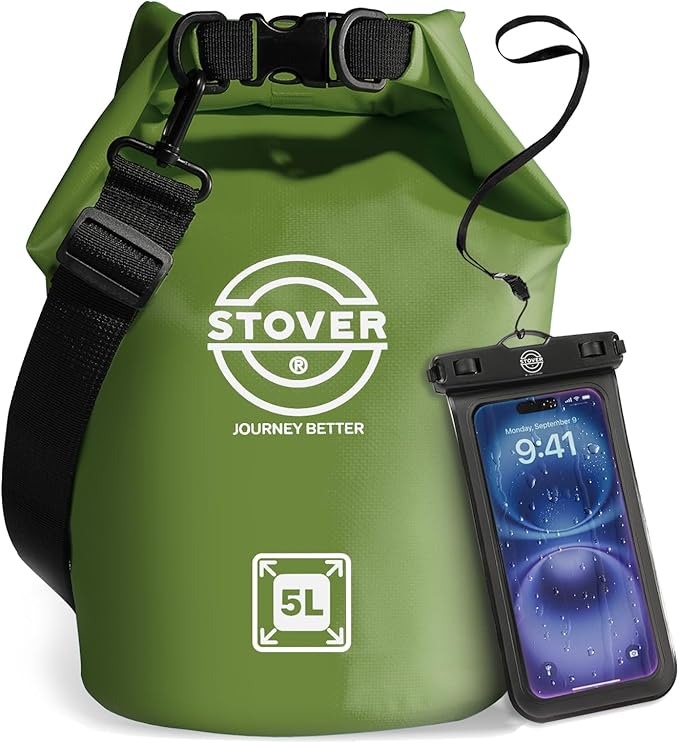 STOVER 5/10/25/30/40/55L Waterproof Dry Bag- Roll-Top Backpack w/Phone Case- Kayaking, Hiking, Camping, Boating- Men/Women