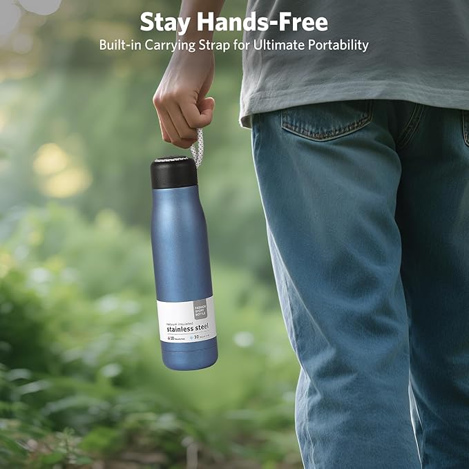 17 oz Stainless Steel Water Bottle Double Wall Vacuum Insulated Kids Wide Mouth Flask with Leakproof Portable Lid (Air Force Blue)
