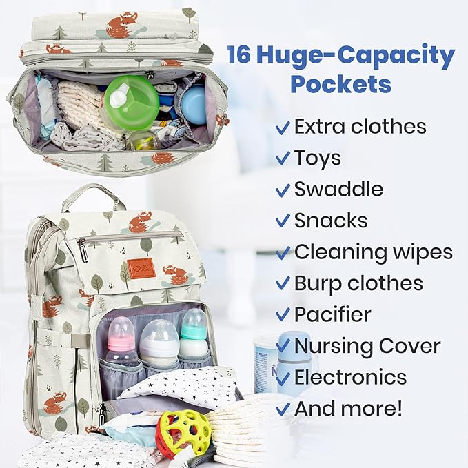 PILLANI Baby Diaper Bag Backpack - Large Bag for Boys & Girls, Waterproof Diaper Backpack - Travel Diaper Bags w/Changing Pad, Baby Registry Search & Shower Gifts - Essentials Must Haves Newborn Stuff