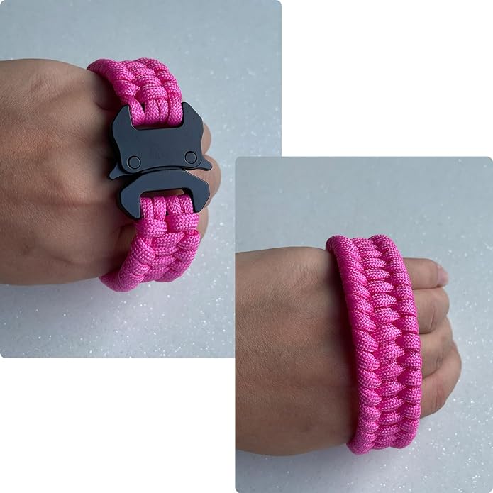 Parachute Cord Bracelets Trilobite Weaved Paracord Bracelet with Side Release Buckle 8.7 inch Black Bracelet for Men Women 1 Set