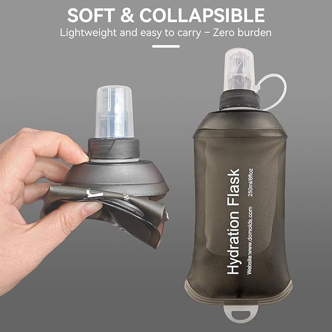 500ml Soft Flask Soft Water Bottle for Running, Hiking, Travelling, Cycling and Climbing - TPU Material - Grey