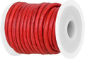 GENIQUE Real/Genuine Round Leather String Cord for Necklace, Bracelets, Jewellery, Braiding (Red Distressed, 4mm)