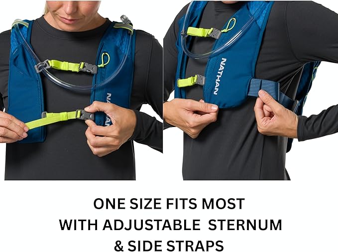 Nathan QuickStart Hydration Pack Vest with Bladder or flasks, Storage Pockets, Breathable Moisture-Wicking Fabric, Adjustable Straps for Running, Hiking, Walking, Marathons, Obstacle Races