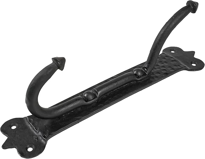 Mystic Colonial Solid Cast Iron Coat Hook – Large Vintage Victorian, Gothic, Steampunk, Baroque, Medieval Wall Hook for Hanging Coats, Robes, Hats & More, Heavy Duty Black