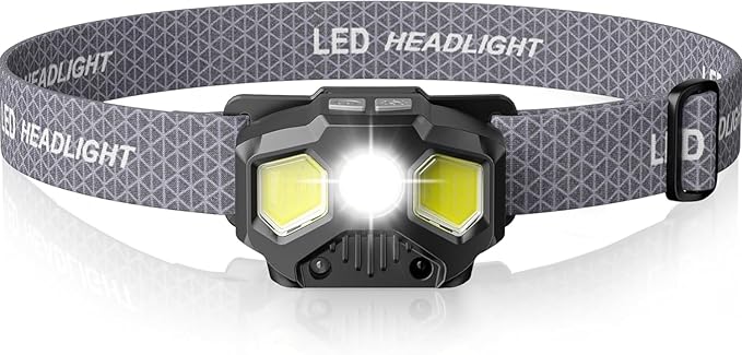 HOKOILN Rechargeable Headlamp with Red/Green/White 14 Modes, 1400 Lumens LED Head lamp Ultra-Bright Rechargeable, Headlamps with Memory Function, Ideal for Outdoor Camping, 1 Pack