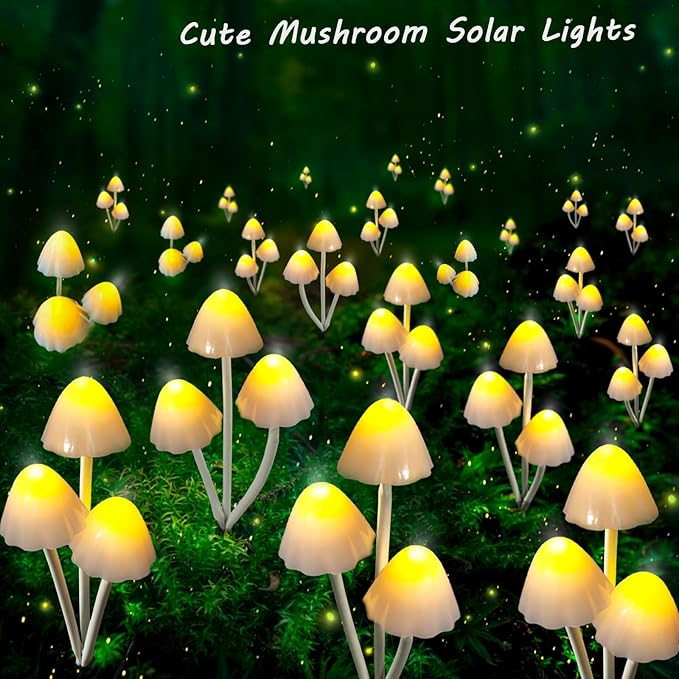 Solar Mushroom Lights for Outside, 6Pack 18 LED Mushrooms with 8 Lighting Modes, Unique Mushroom Garden Decor Gifts, Cute Mushroom Solar Lights Outdoor Garden for Path,Landscape,Yard,Patio,Lawn Decor