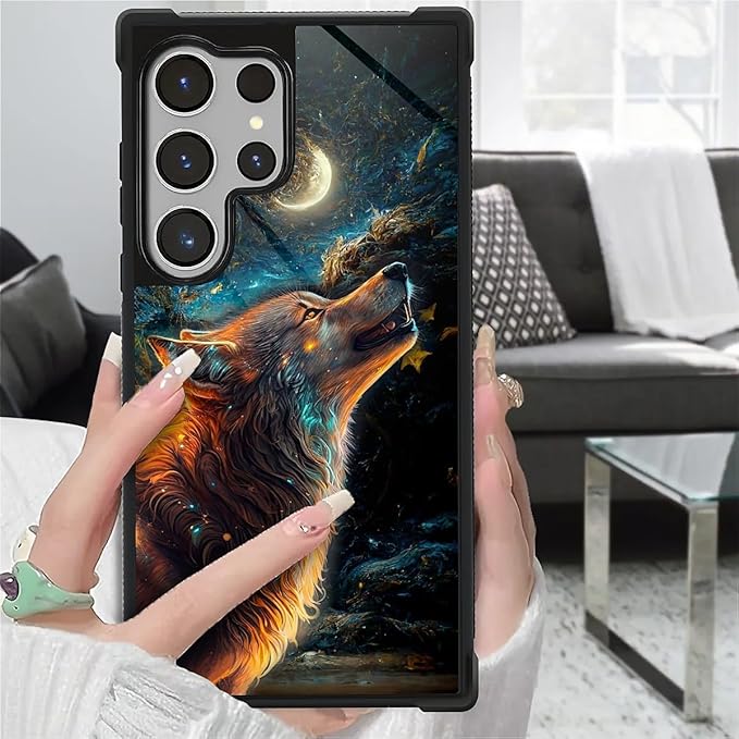 for Samsung Galaxy S26 Ultra Case,Graphic Design for Girl Boy Soft Silicone Hard Acrylic Shock Protection Designed for Samsung Galaxy S26 Ultra Star Cave Hungry Wolf Pattern