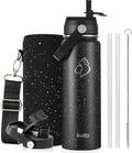 BUZIO 24 oz Insulated Water Bottle, Stainless Steel Wide Mouth Water Flask with Straw Lid, Cold for 48 Hrs Leak Proof Metal Hydro Thermo Canteen Mug, Starry Day & Night