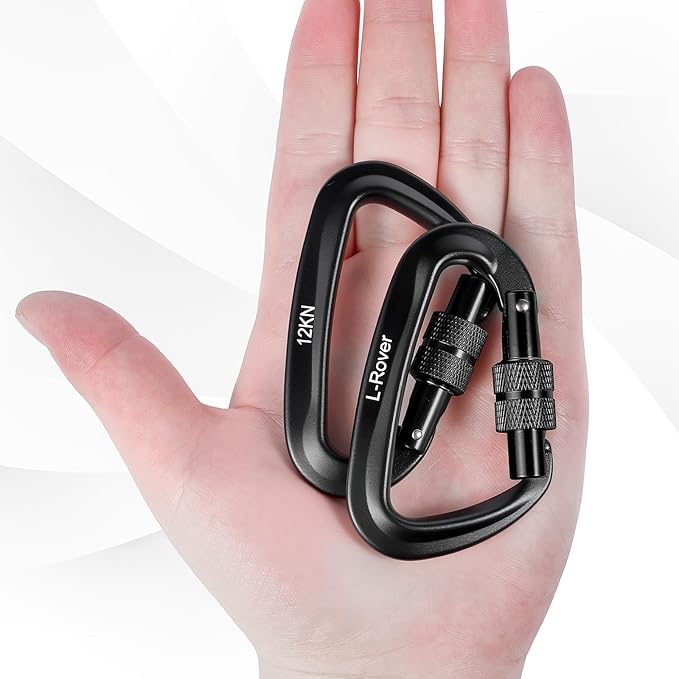 3 Heavy Duty Carabiner Clips 12kN (2697 lbs)-Lightweight Locking Carabiners for Securing Pets，Camping, Hiking, Hammock，Outdoor and Gym etc, Keychains& Utility