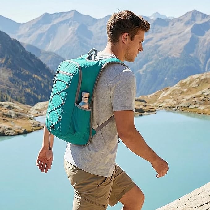 G4Free 20L Hiking Backpack Lightweight Daypack with Phone Pocket Small Packable Foldable Hiking Bag for Women Men, Peacock Blue