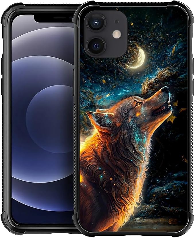 for iPhone 11 Case, Star Cave Hungry Wolf Pattern Graphic Design Girl Boy Soft Silicone Hard Acrylic Shock Protection for iPhone 11