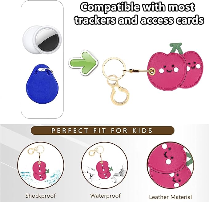 Leather Keychain Holder Case Compatible with AirTag,Cute air tag Cover with Keychain Ring,GPS Tracker Case for Keys