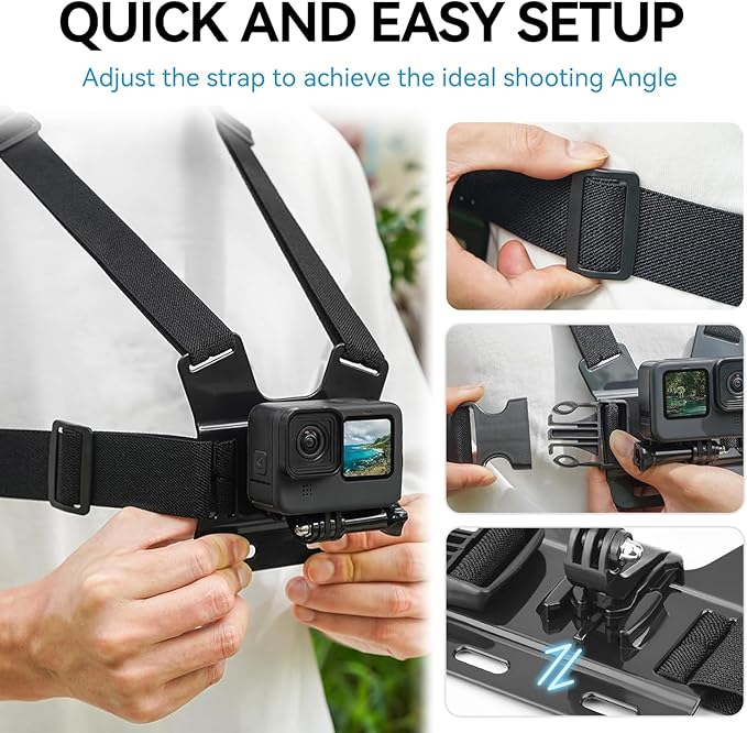 Mobile Phone Chest Strap Harness Mount Head Strap Holder Kit for VLOG/POV, Compatible with iPhone, Samsung, GoPro Hero 9, 8,7, 6, 5, 4, 3,2, 1, DJI Osmo,and Action Cameras