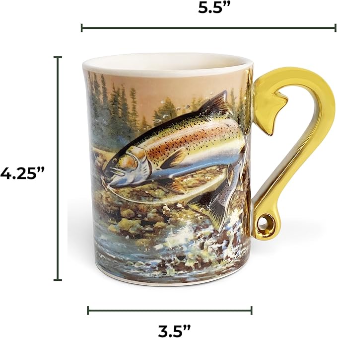 Rivers Edge Products 3D Ceramic Coffee Mug with Handle, 15 Ounces, Espresso Cups and Coffee Cups Ceramic, Perfect for Coffee, Expresso, Latte, or Tea