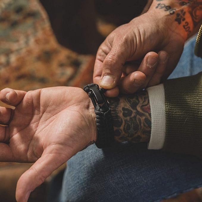Hero Company Never Forgotten Paracord Bracelet - Tactical Survival Bracelet for Men with Bronze USA Flag - Helps Pair Military Veterans with a Companion Dog