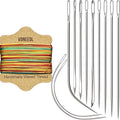 Upholstery Repair Kit: Waxed Sewing Thread (Multicolor) & Heavy Duty Needles (11 PCS) for Leather, Canvas & Quilting Thread