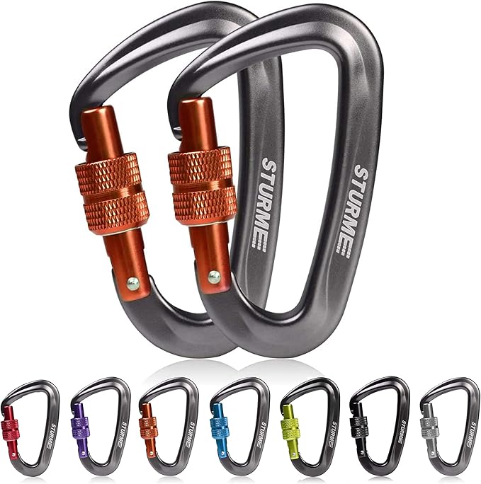 STURME 12kN (2697 lbs) Heavy Duty Locking Carabiner Clips for Outdoor, Camping, Hiking, Securing Pets, Hammock, Dog Leash Harness