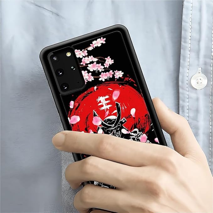 for Samsung Galaxy S20 Plus Case, Sakura Japanese Samurai Pattern Graphic Design Girl Boy Soft Silicone Hard Acrylic Shock Protection for Samsung Galaxy S20 Plus