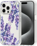 MOSNOVO Case for iPhone 15 Pro Max, [Buffertech 6.6ft Military-Grade Drop Protection] [Anti Peel Off Tech] Clear TPU Bumper Phone Case Cover Design - Lavender