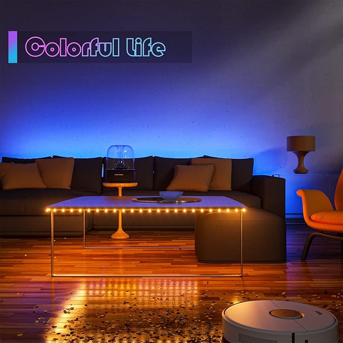 WOBANE Rechargeable LED Strip Light, 2000mAH Battery Powered Color Changing Strip Lights, 6.56ft RGB Rope Lighting with Remote, Suitable for Party,Shelf,Sofa,Desk,Game,Holiday,Indoor Decoration