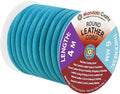 Mandala Crafts Round Genuine Teal Leather Cord for Jewelry Making – 6mm Cowhide Leather Rope String Lace for Kumihimo – 4.4 Yards Cowhide Craft Cording Spool